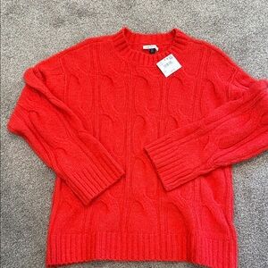 Vibrant Orange Cable Knit Sweater